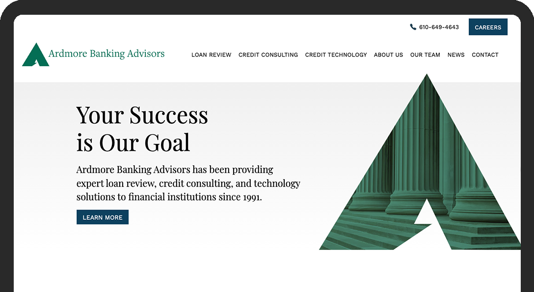 image of Ardmore Advisors website front page