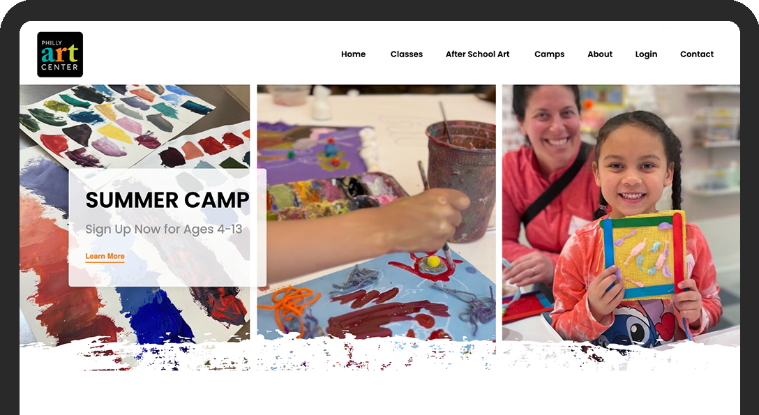 image of Philly Art Center website front page